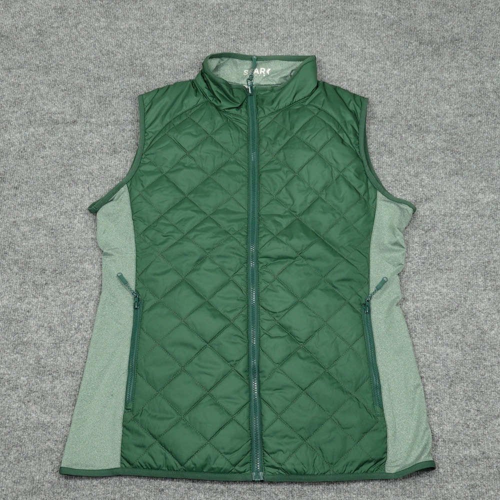 Cutter & Buck Vest Mens Large Green Quilted Spark Systems Full Zip Golf Layer